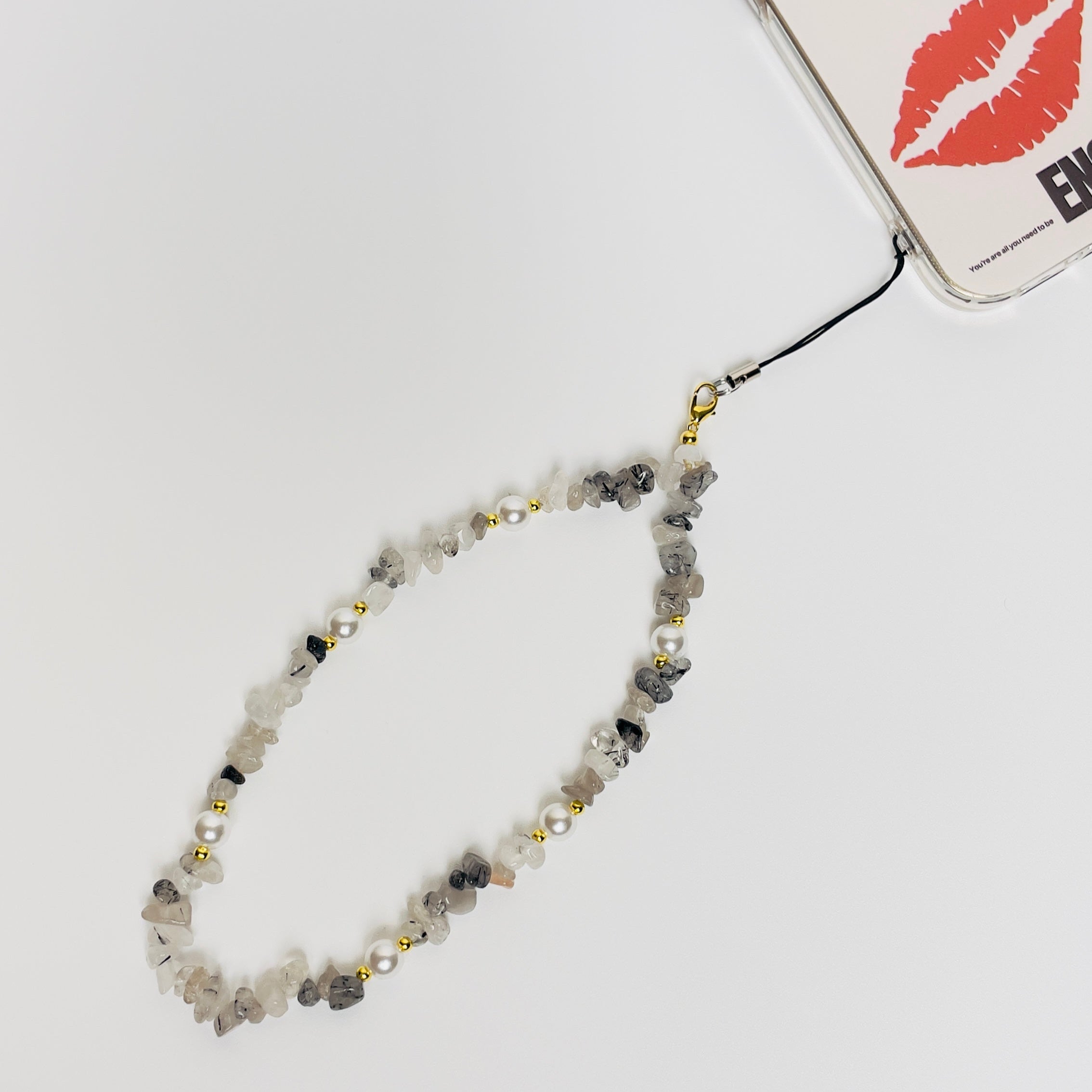 Monochrome Stone Phone Charm