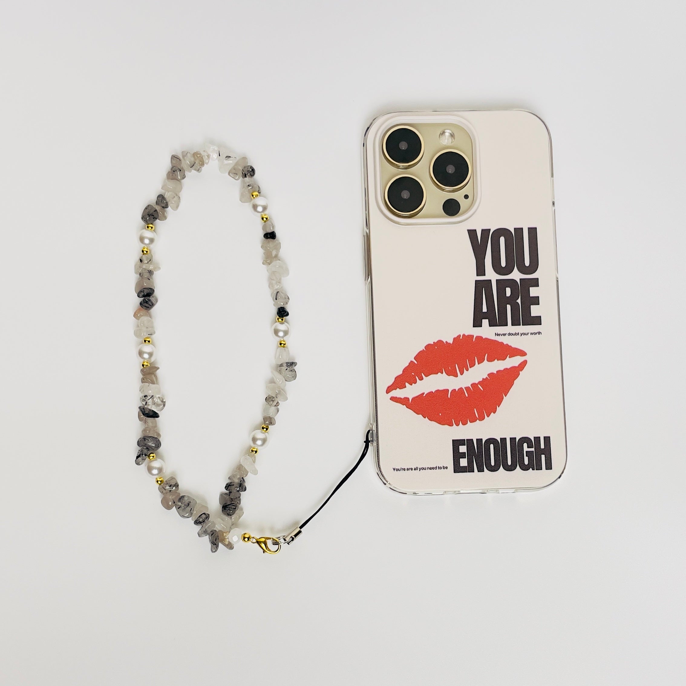 Monochrome Stone Phone Charm