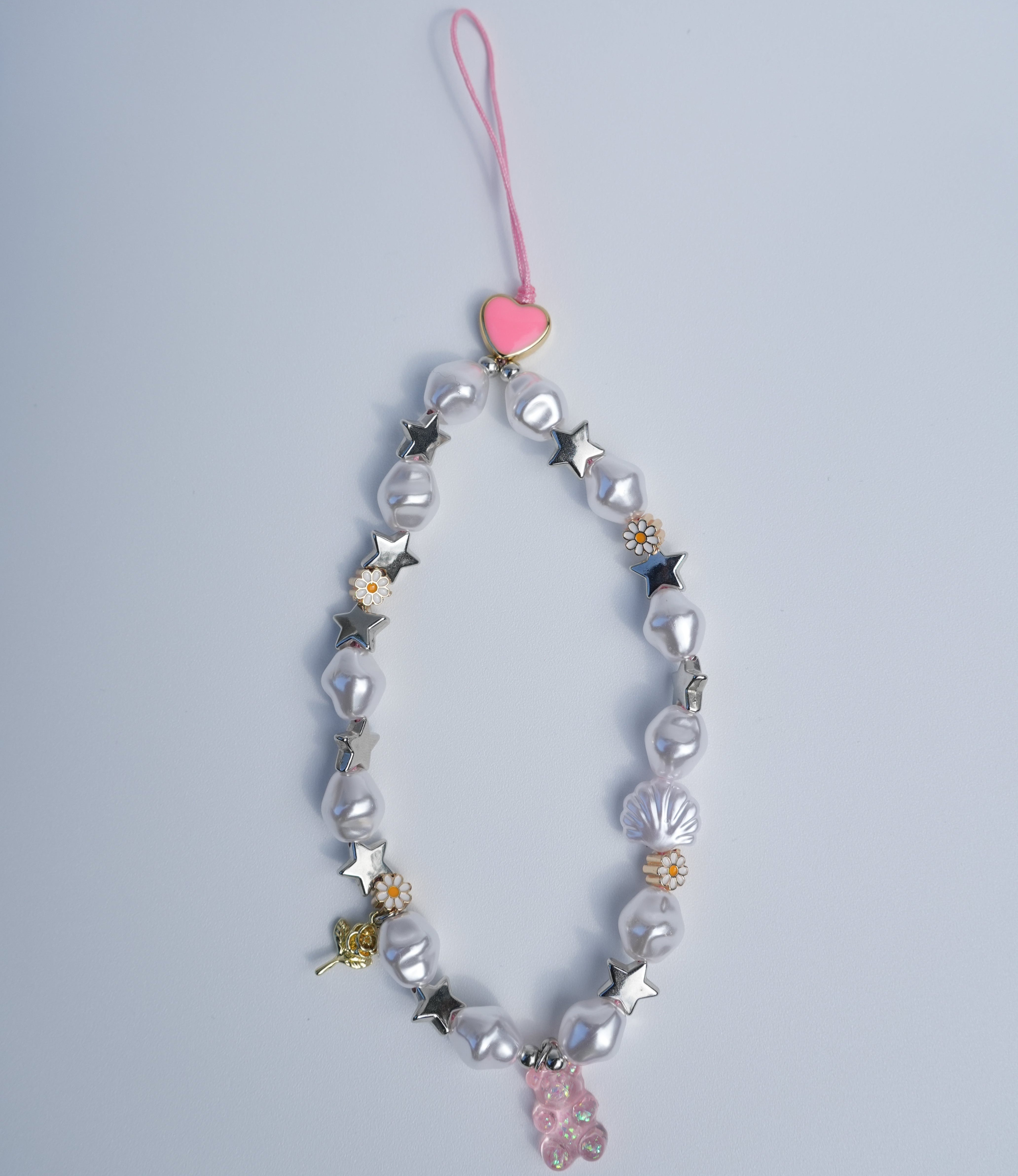 Pearl Daisy Teddy Phone Charm