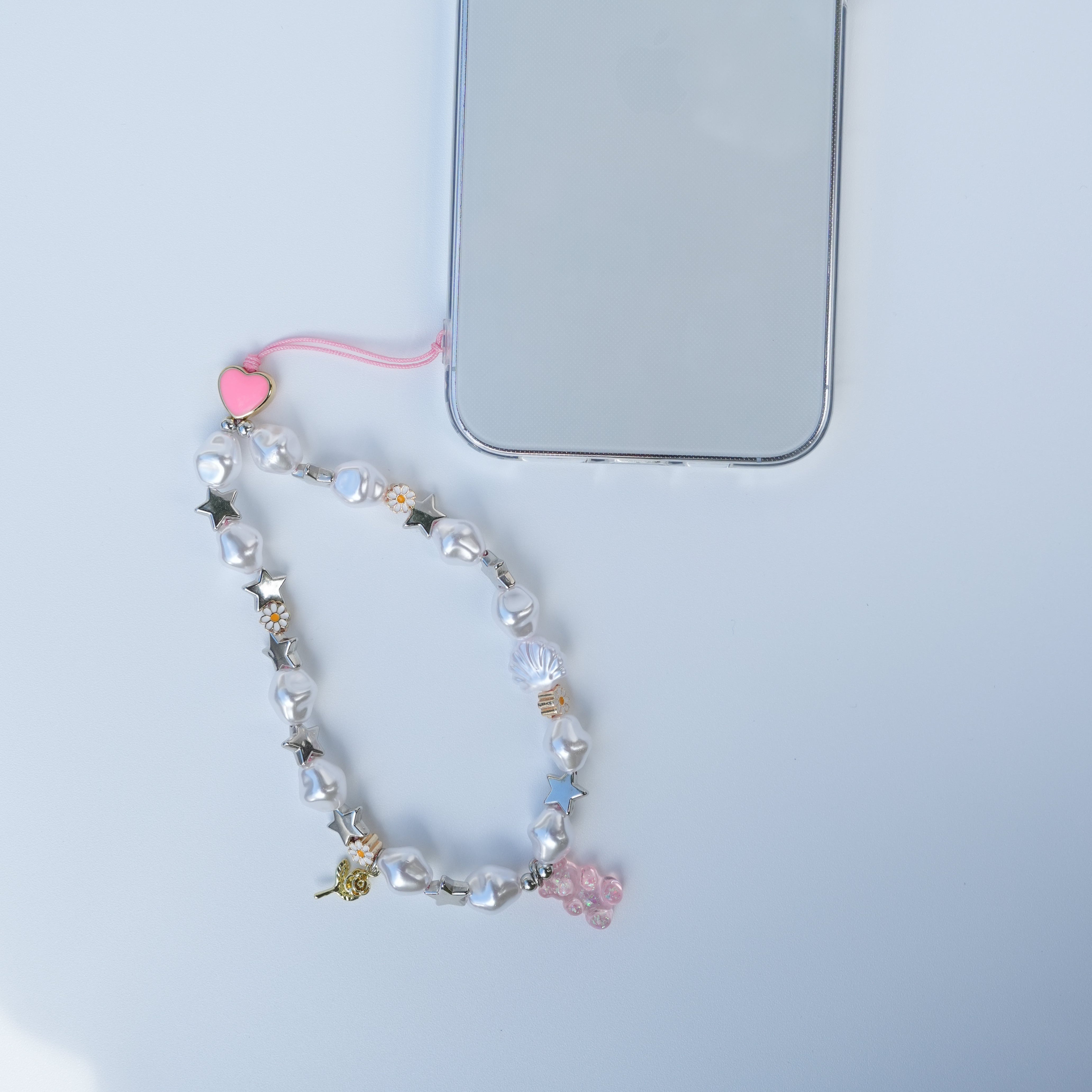 Pearl Daisy Teddy Phone Charm