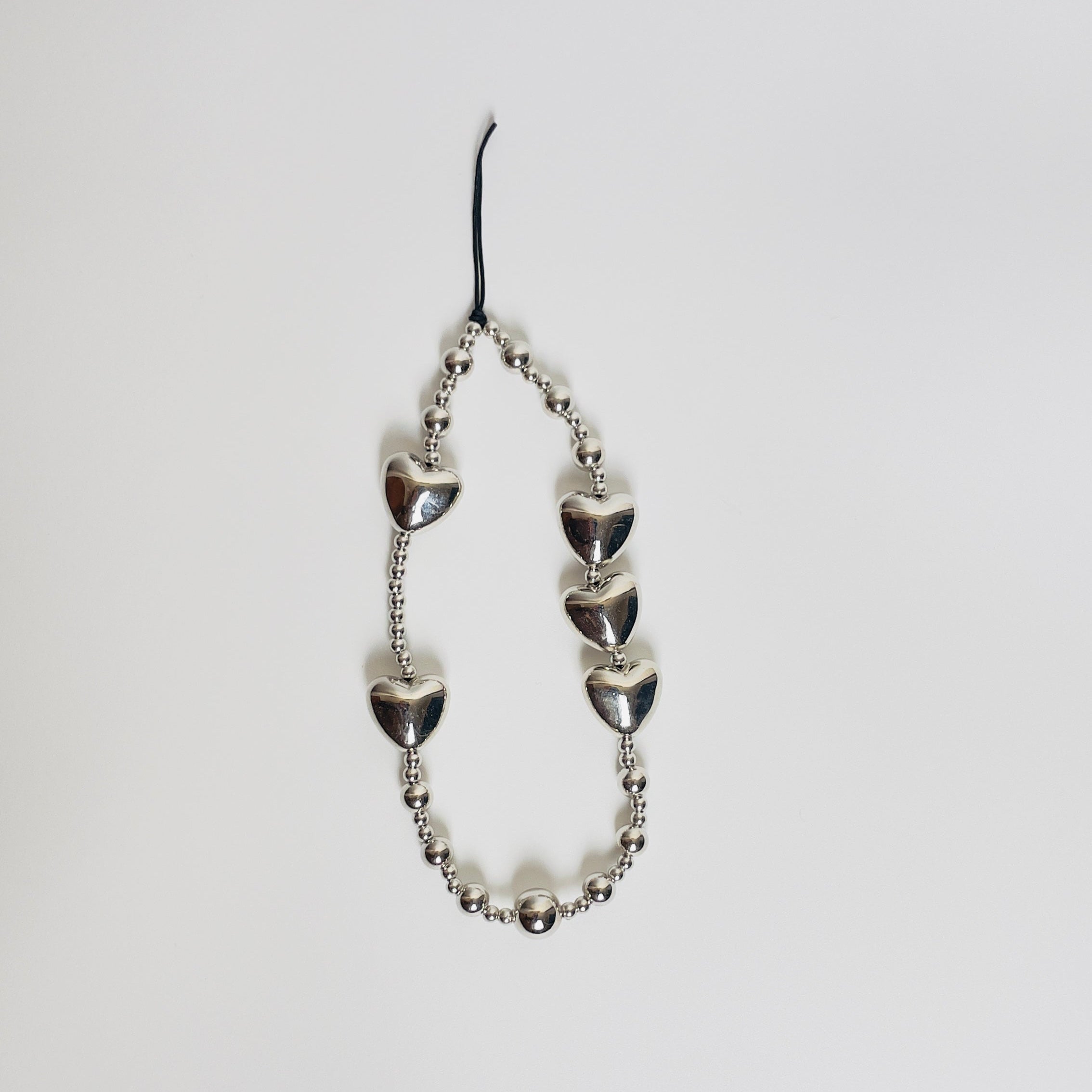 Silver Chrome Heart Phone Charm